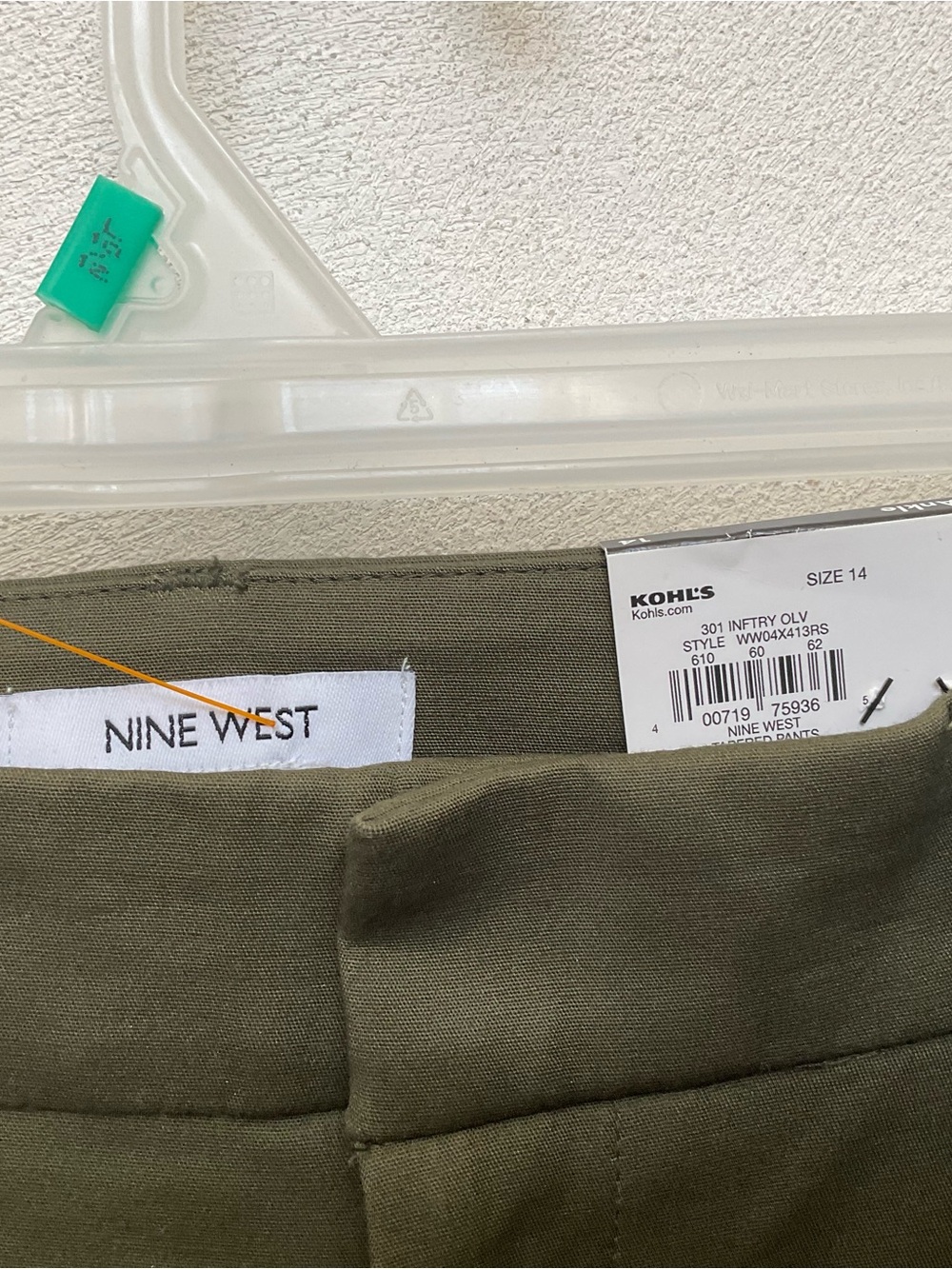 NWT Nine West Inftry Olive High Rise Slim Ankle Pants Size 14 Office Work - Picture 3 of 6